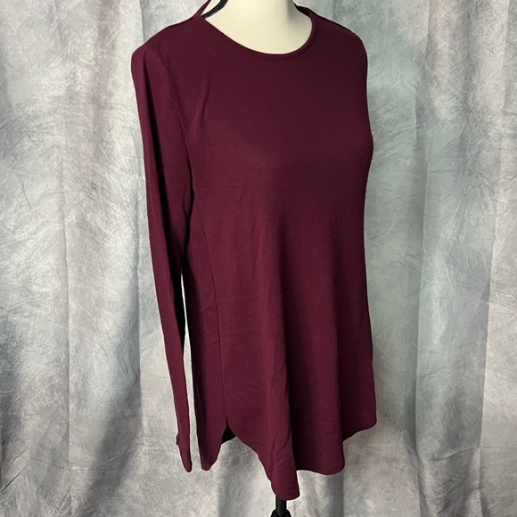 Joan Vass New York Burgundy Crew Neck Long Sleeve Tunic - Medium - Picture 4 of 10